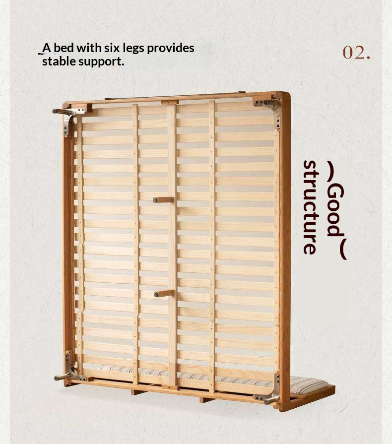 Cherry Solid Wood Bed with Modern Minimalist Design and Genuine Leather Headboard