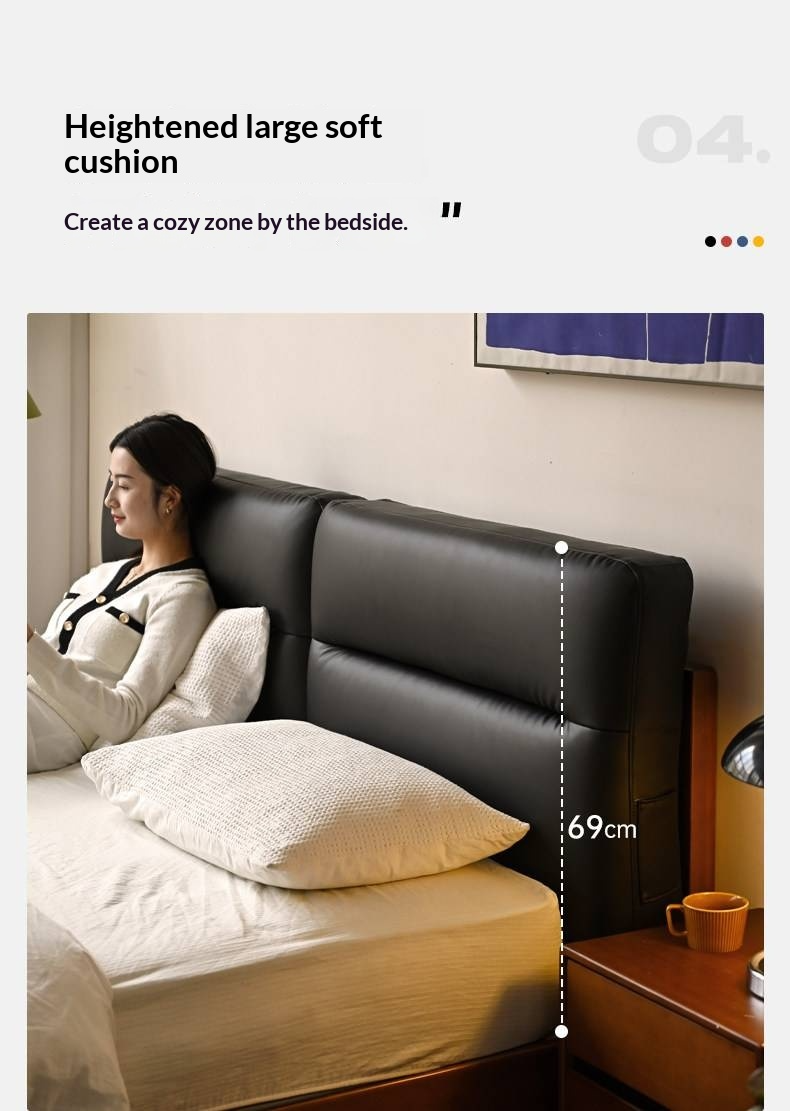 Poplar Solid Wood Box Bed — Upholstered Floating Bed with Bauhaus Style