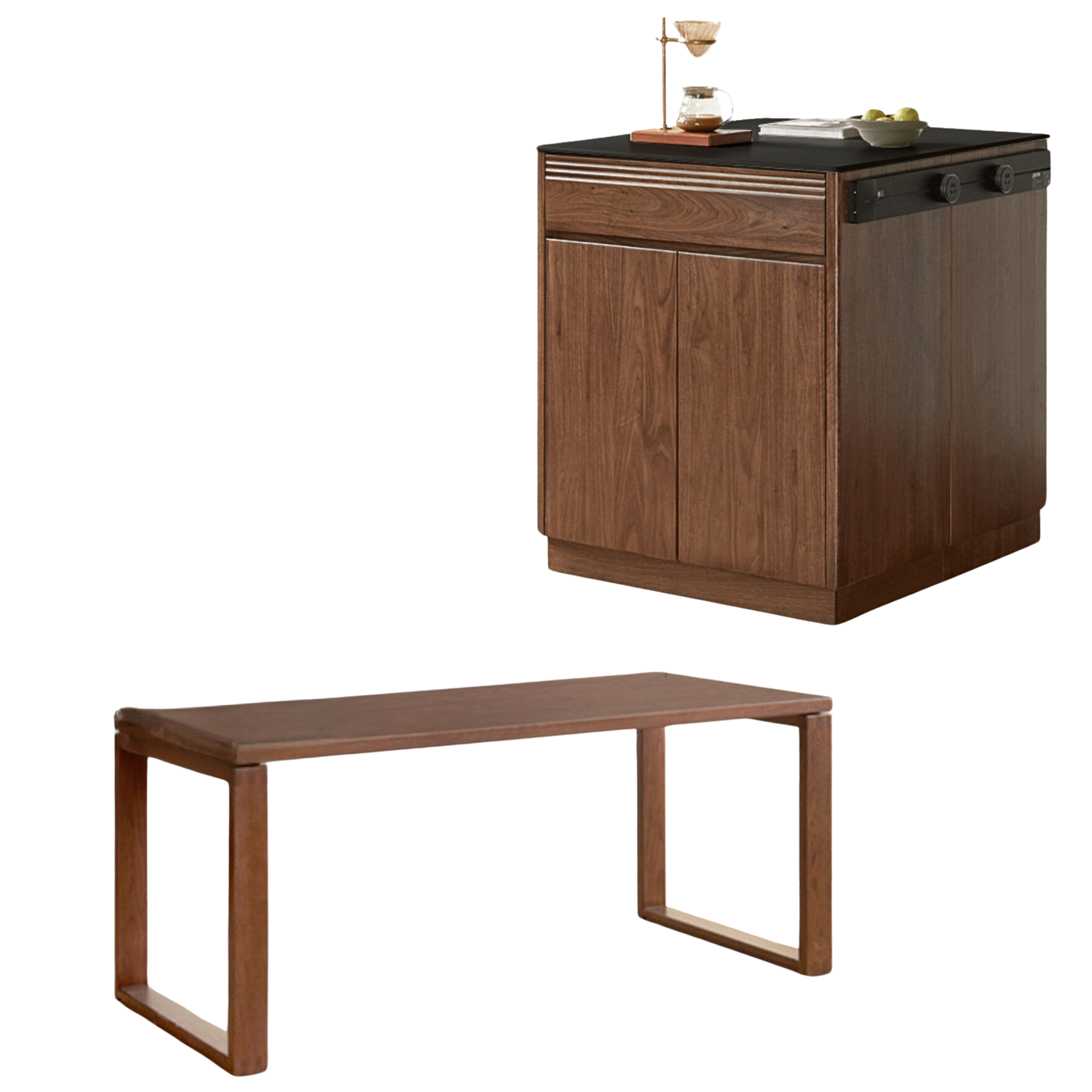 Black Walnut, Oak Solid Wood Island Light Luxury Sideboard