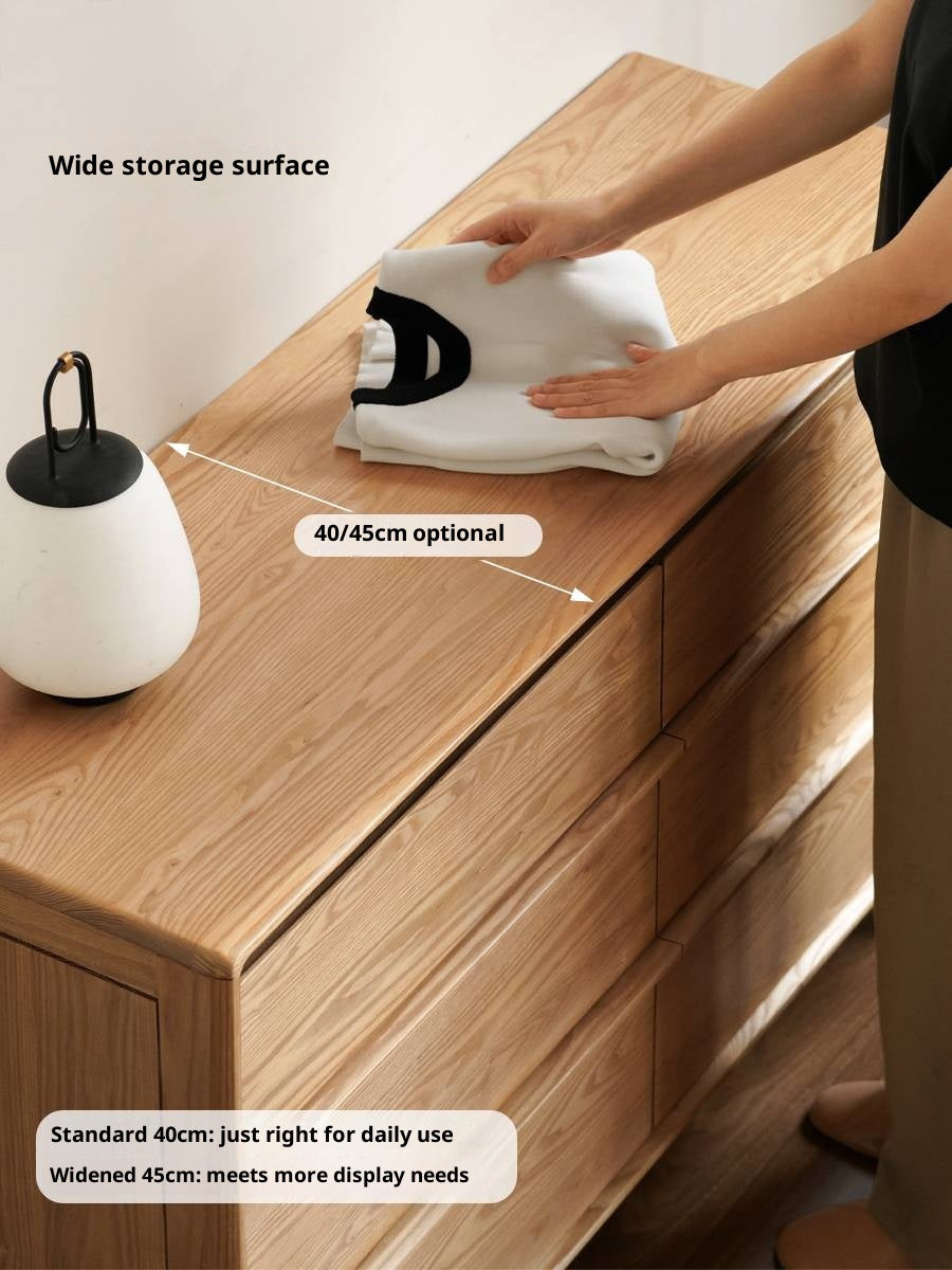 Oak, Ash Solid Wood Modern Storage Drawer Cabinet