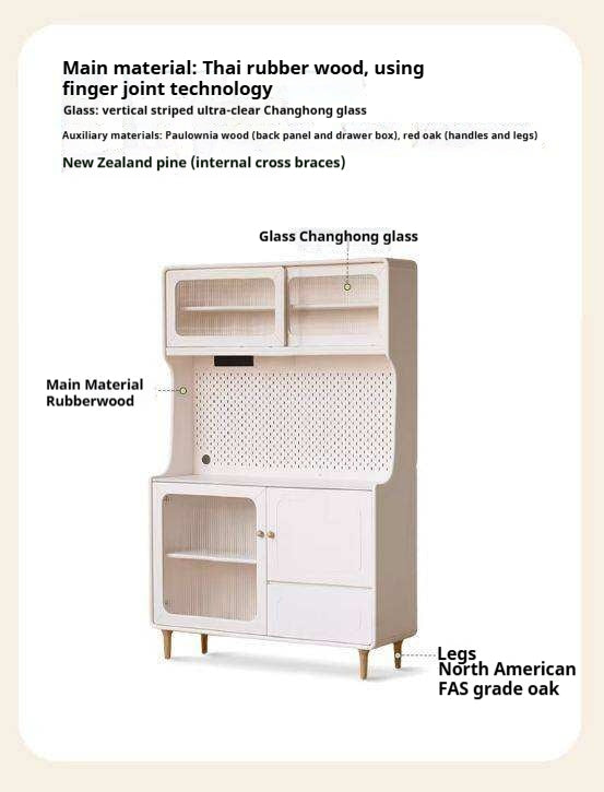 Solid RubberWood,Tulipwood Solid Wood Rock Board Cream Style Dining Sideboard