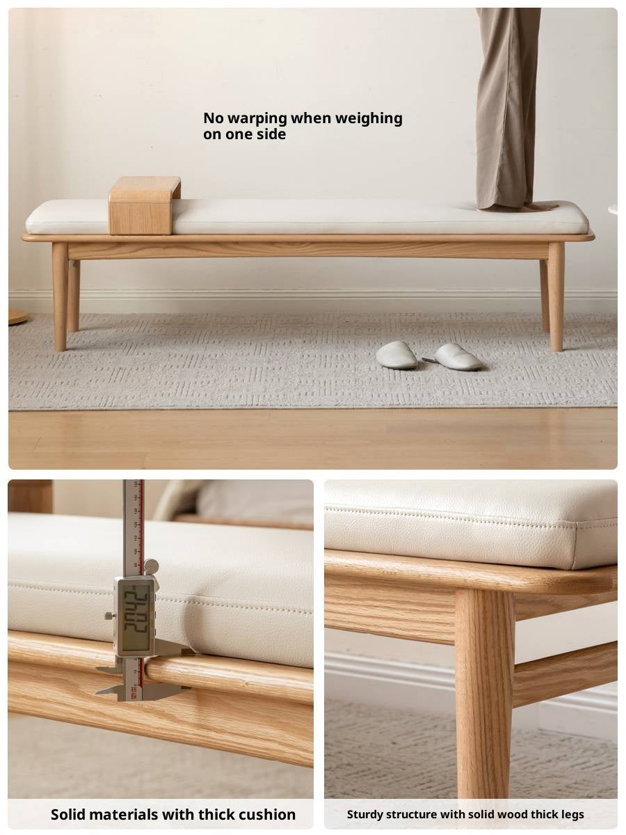 Oak Solid Wood Modern Long Soft Bench