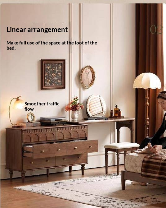 Black Walnut Solid Wood Vanity Table with Extendable Top