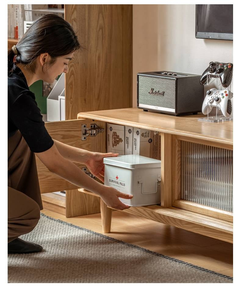 Ash Solid Wood Modern Style TV Stand