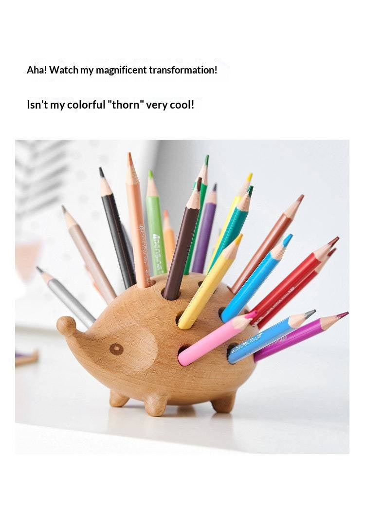Beech Solid Wood Hedgehog Nordic Animal Pen Holder