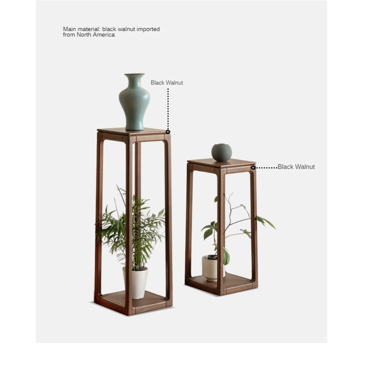 Black Walnut, Solid Sandal Wood Double Layer Storage Flower Frame
