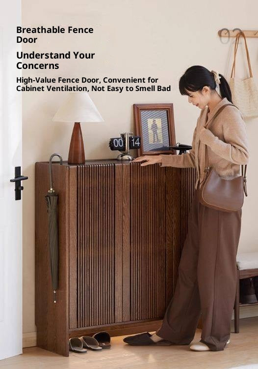 Oak Solid Wood Italian Light Luxury Shoe Cabinet