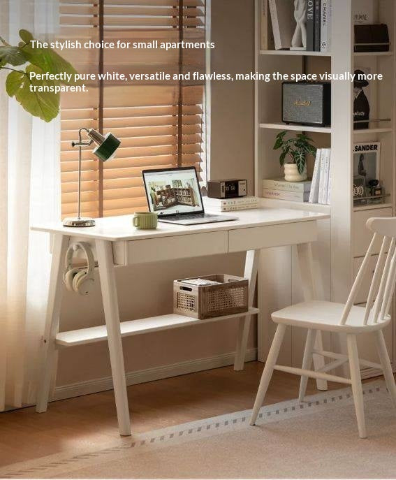 Solid Rubberwood Cream Wind Office Desk