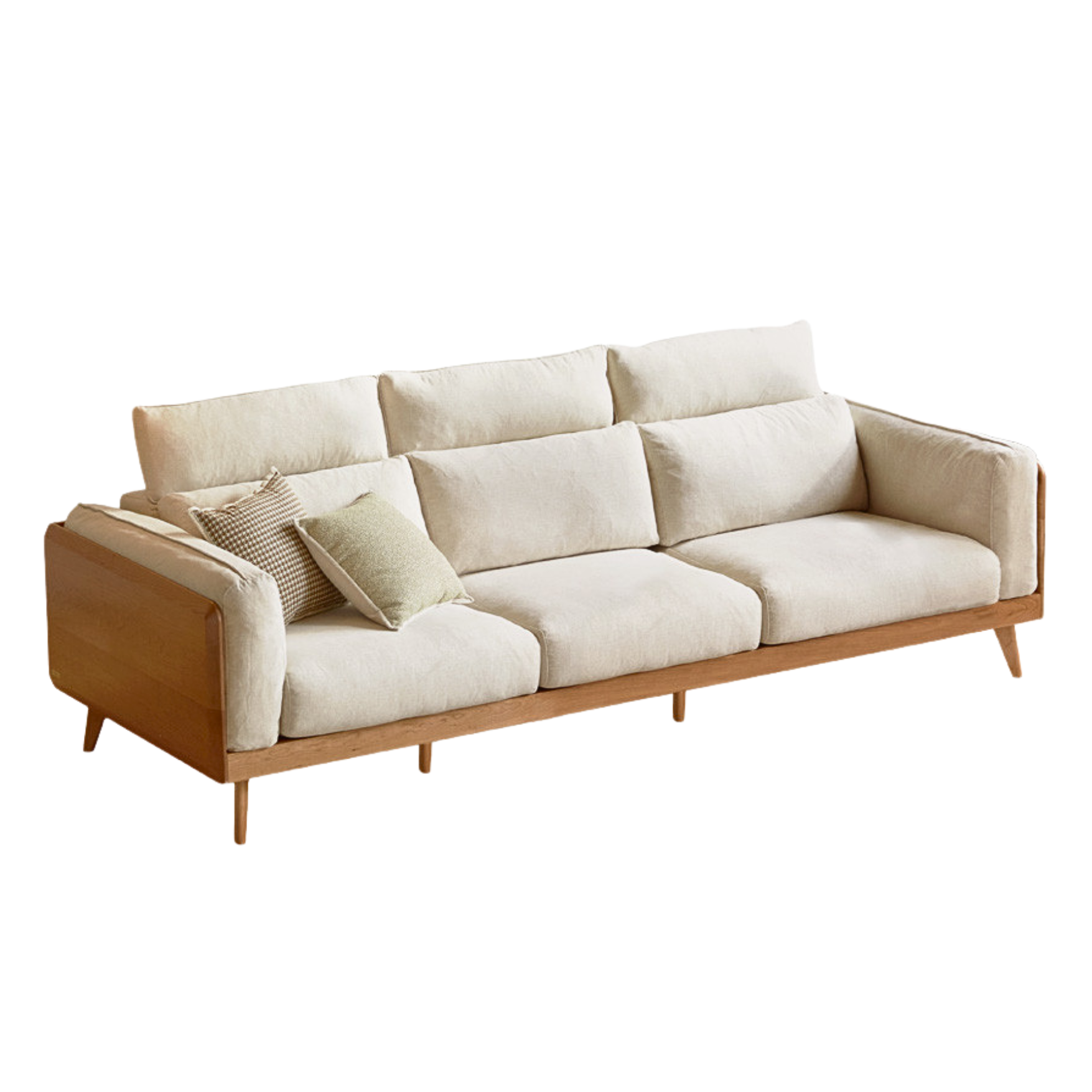 Cherry Solid Wood Black Label Leather Down Sofa.