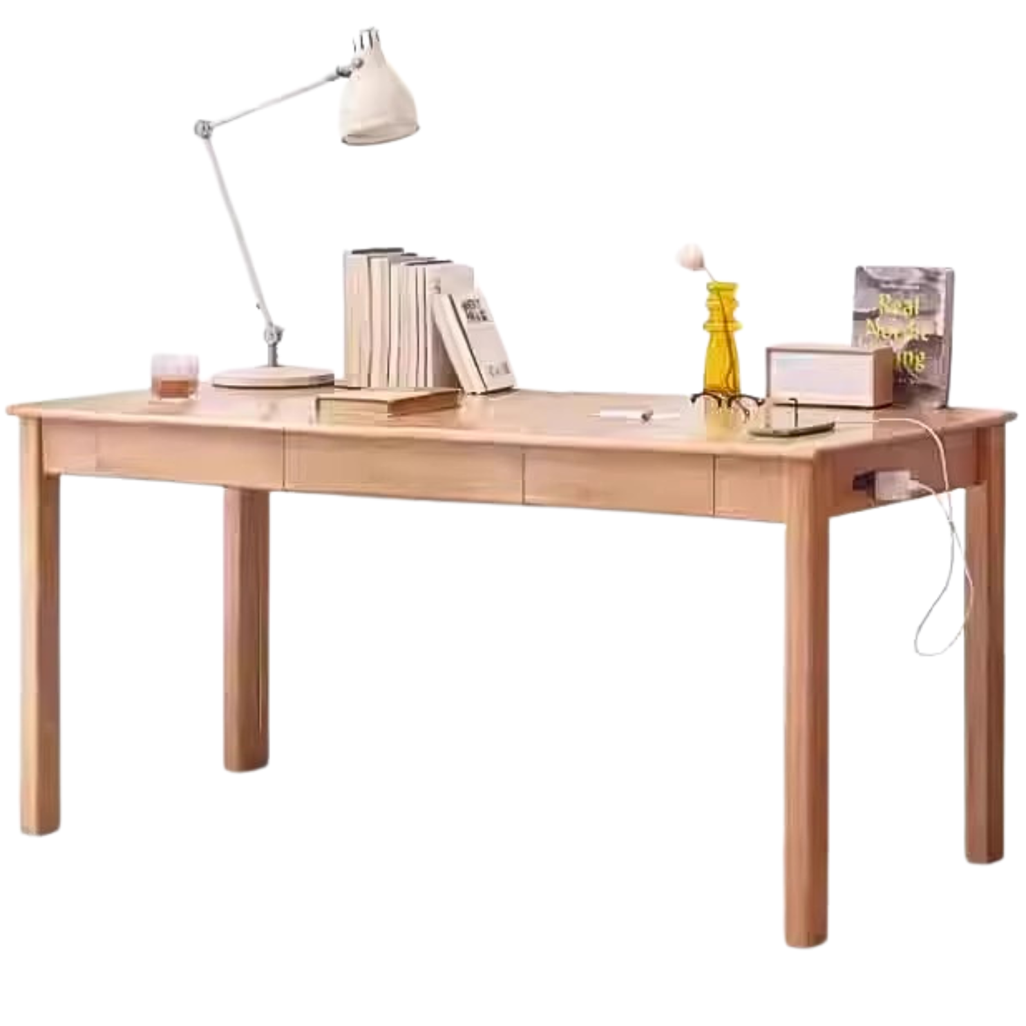 Oak, Ash Solid Wood USB Office Desk