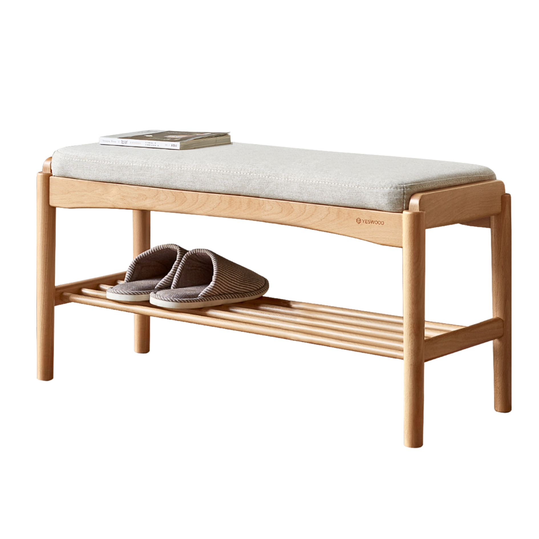 Back Walnut, Oak, Beech, Cherry Solid Wood Shoe Storage Bench