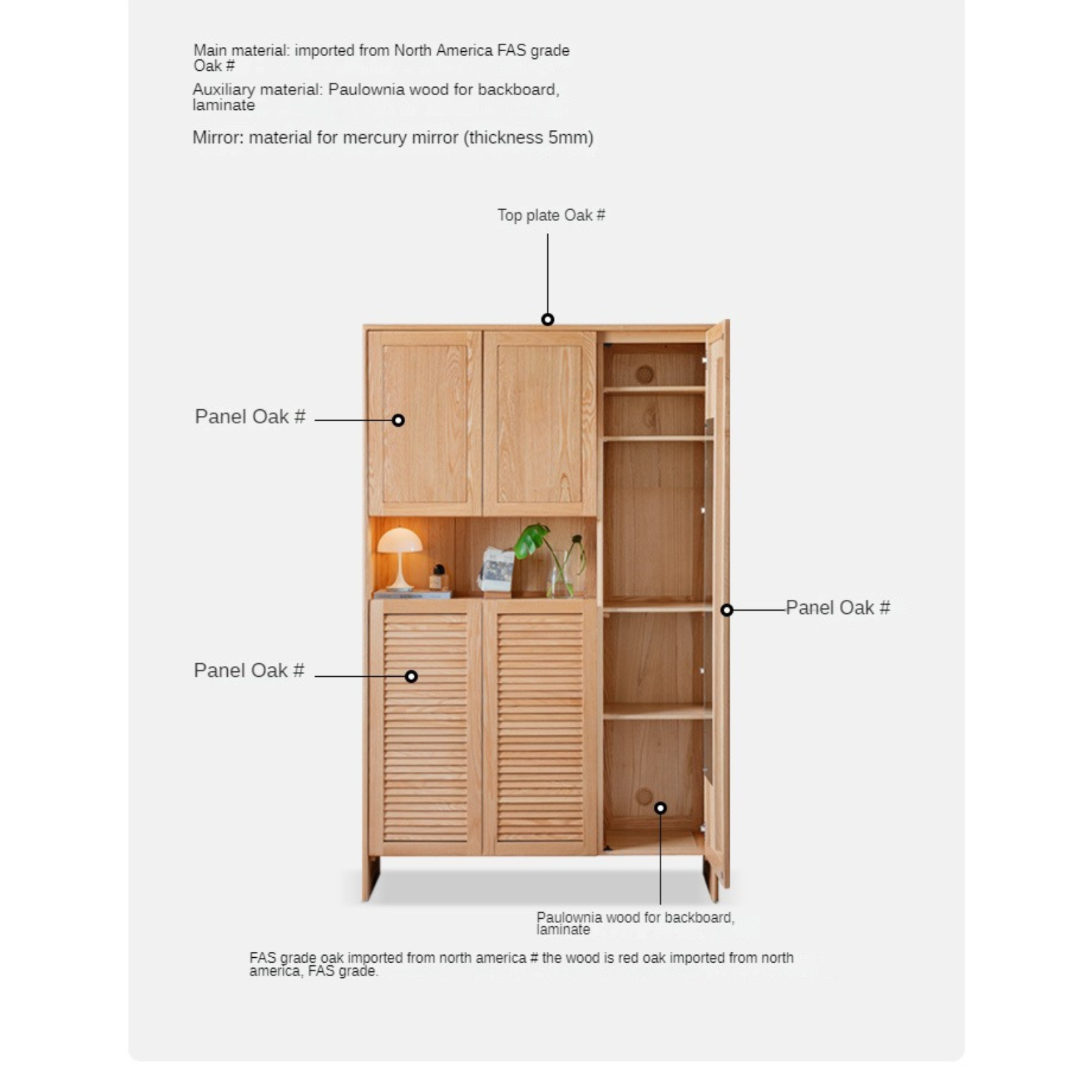 Oak, Ash Solid Wood Storage Locker Shoe Entrance Cabinet