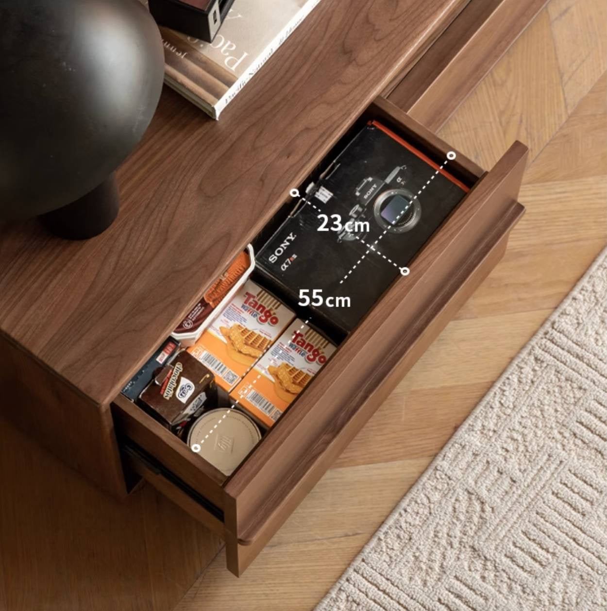 Black Walnut Solid Wood TV Stand.