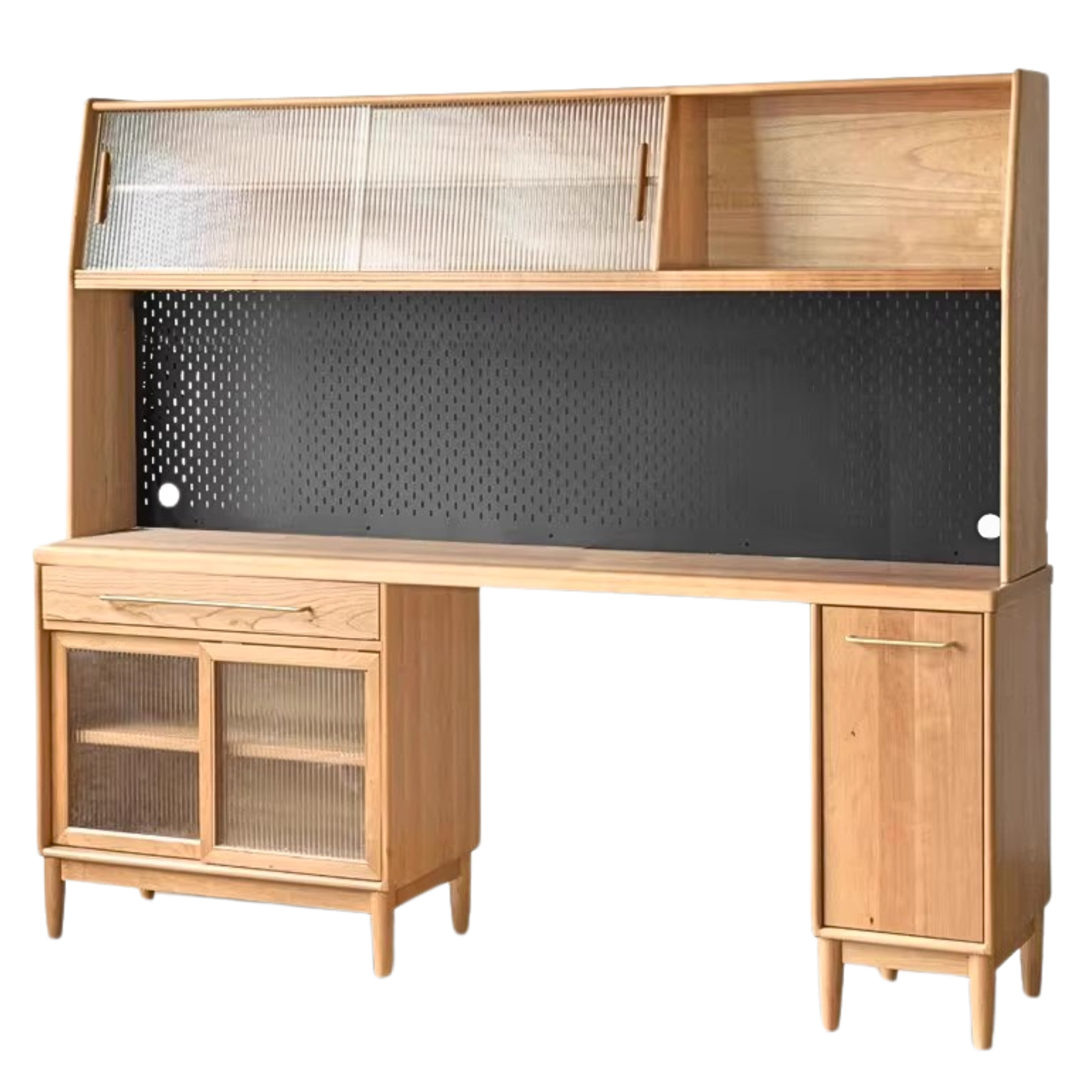 Cherry, Oak Solid Wood, Solid RubberWood Japanese Style Buffet Cabinet