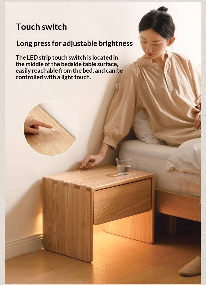 Ash Solid Wood Smart Modern Nightstand