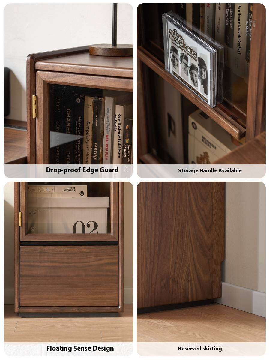 Sandalwood, Black Walnut Solid Wood Floor Storage Cabinet.