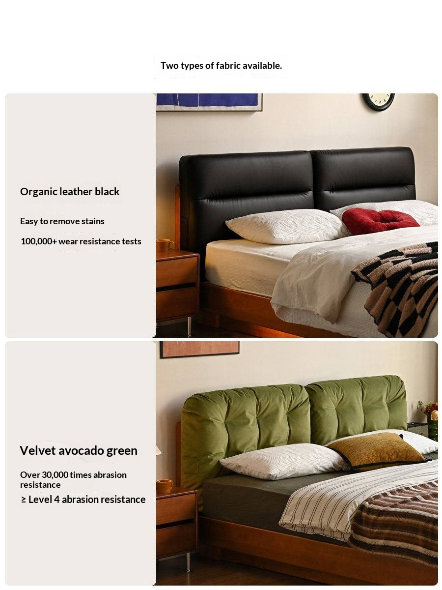 Poplar Solid Wood Box Bed — Upholstered Floating Bed with Bauhaus Style