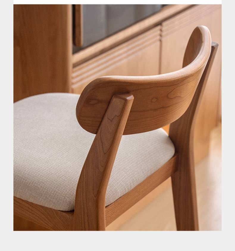 Set 3 pcs Cherry, Ash Solid Wood Modern Bar Stool, Height Chair for Kitchen Island