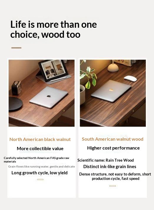 Solid Longan Hardwood, South American Walnut, Black Walnut Solid Wood Office Desk