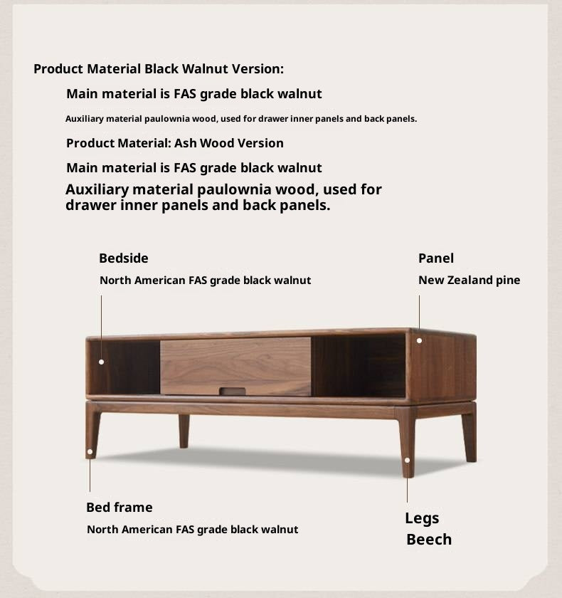 Black Walnut, Ash Solid Wood Modern Coffee Table