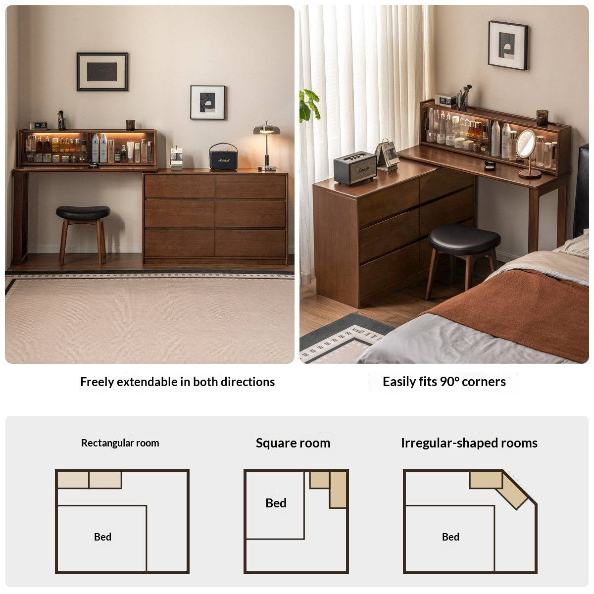 Solid Longan Hardwood Modern Minimalist Vanity Table