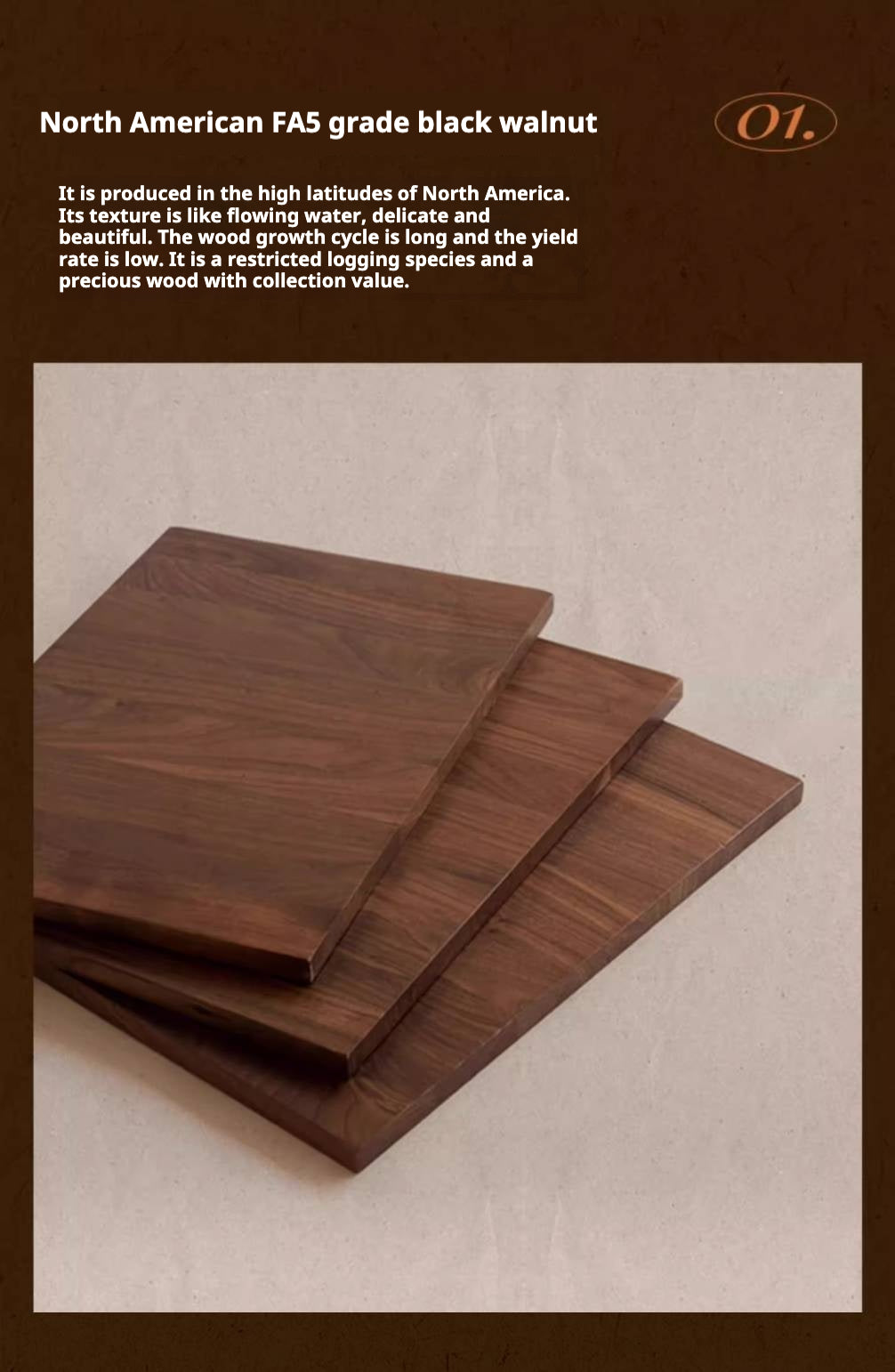 Black Walnut, Solid Rubberwood American Retro Style Nightstand