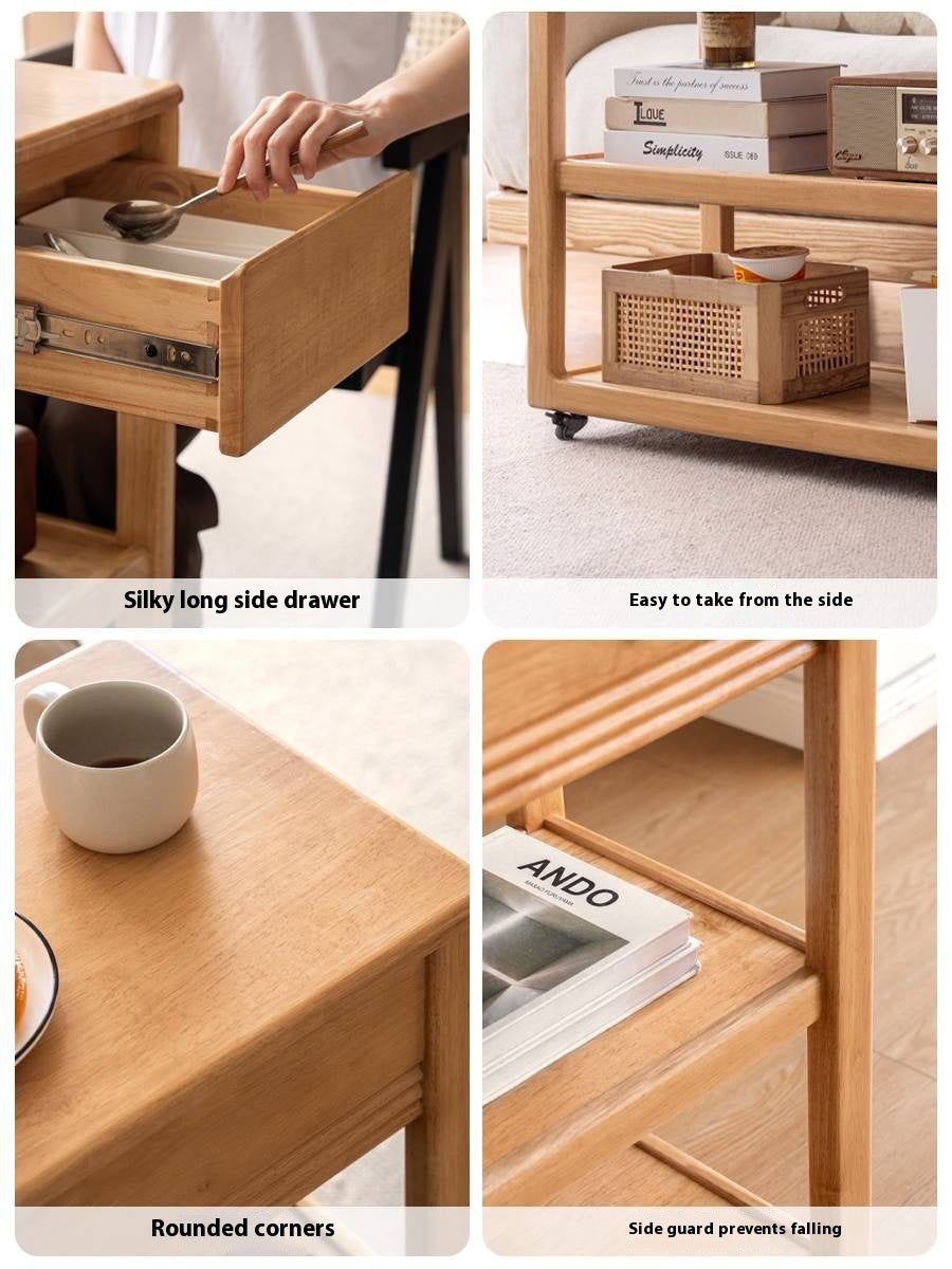 Solid Rubberwood Movable Sideboard