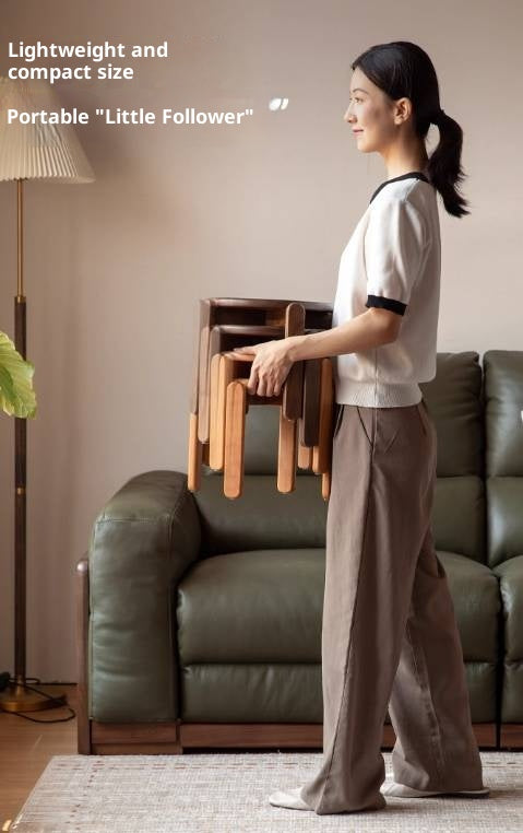 Black Walnut, Cherry Solid Wood Stacked Round Stool