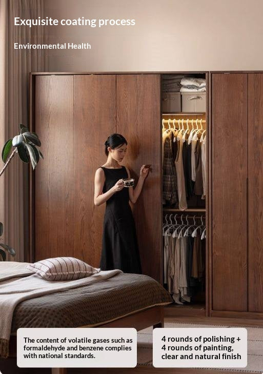 Oak Solid Wood Modern Style Wardrobe
