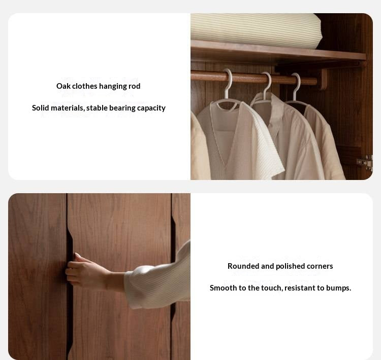 Oak, Solid Rubberwood Modern Wardrobe