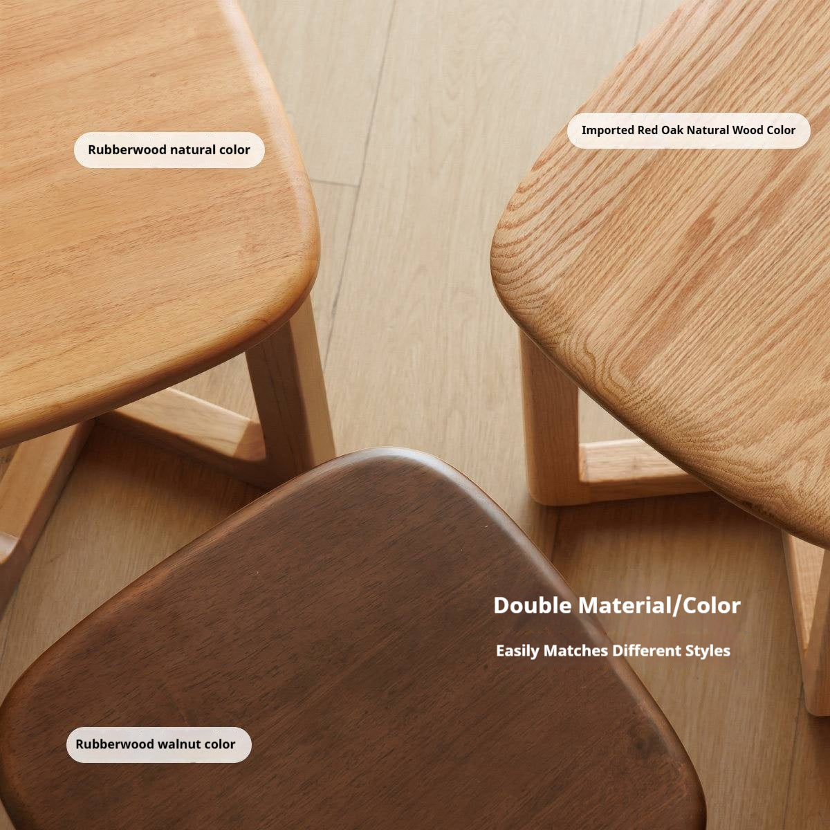 Oak Solid Wood, Rubberwood Solid Modern Simple Makeup Stool