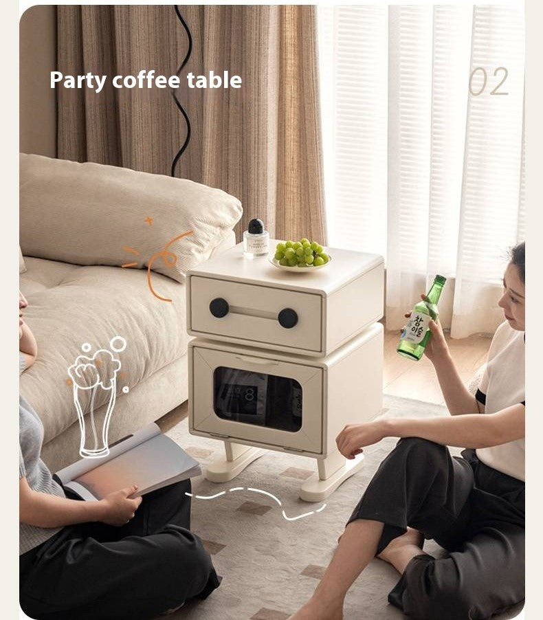 Solid Rubberwood, Oak Solid Wood Cream Style Nightstand.