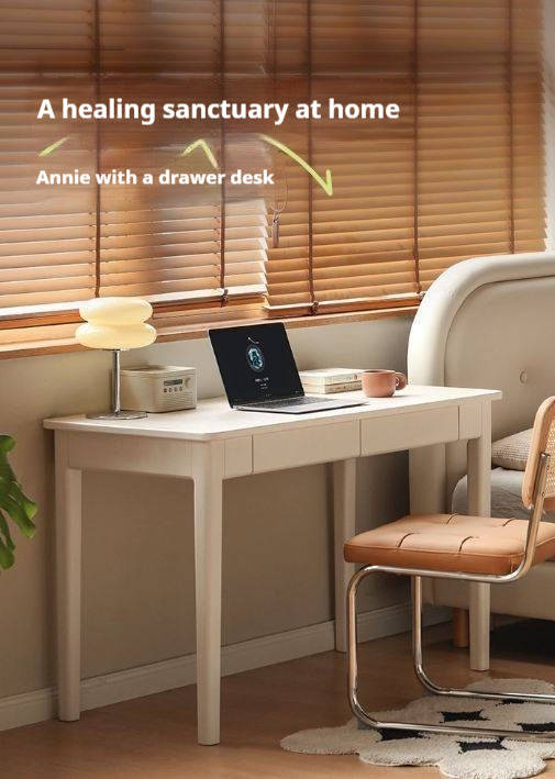 Solid RubberWood Wood Office Desk with Drawer