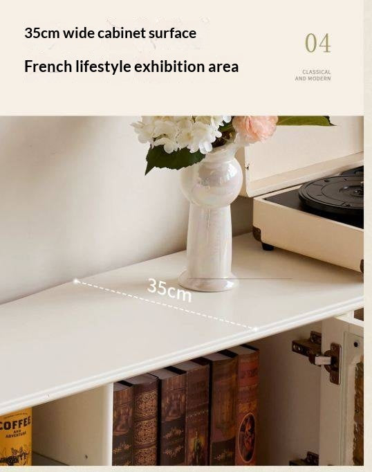 Solid RubberWood French Country TV Console with Arched Glass Doors