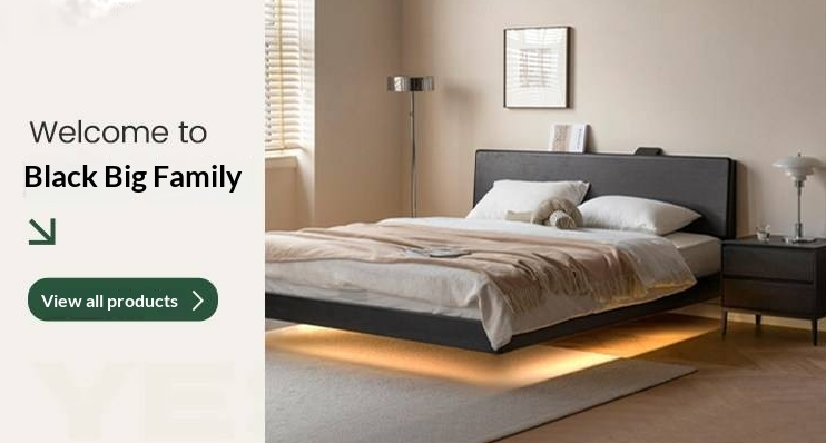 Rubberwood Solid Wood Bed — French Vintage Style, Large Slab Bed