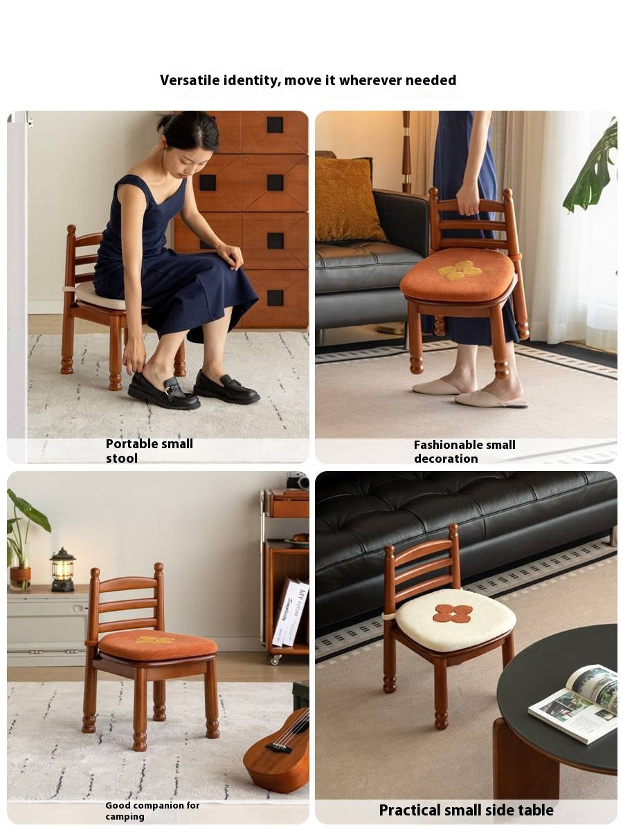 Beech Solid Wood Backrest Chair Medieval Style Kids Soft Padded Chair