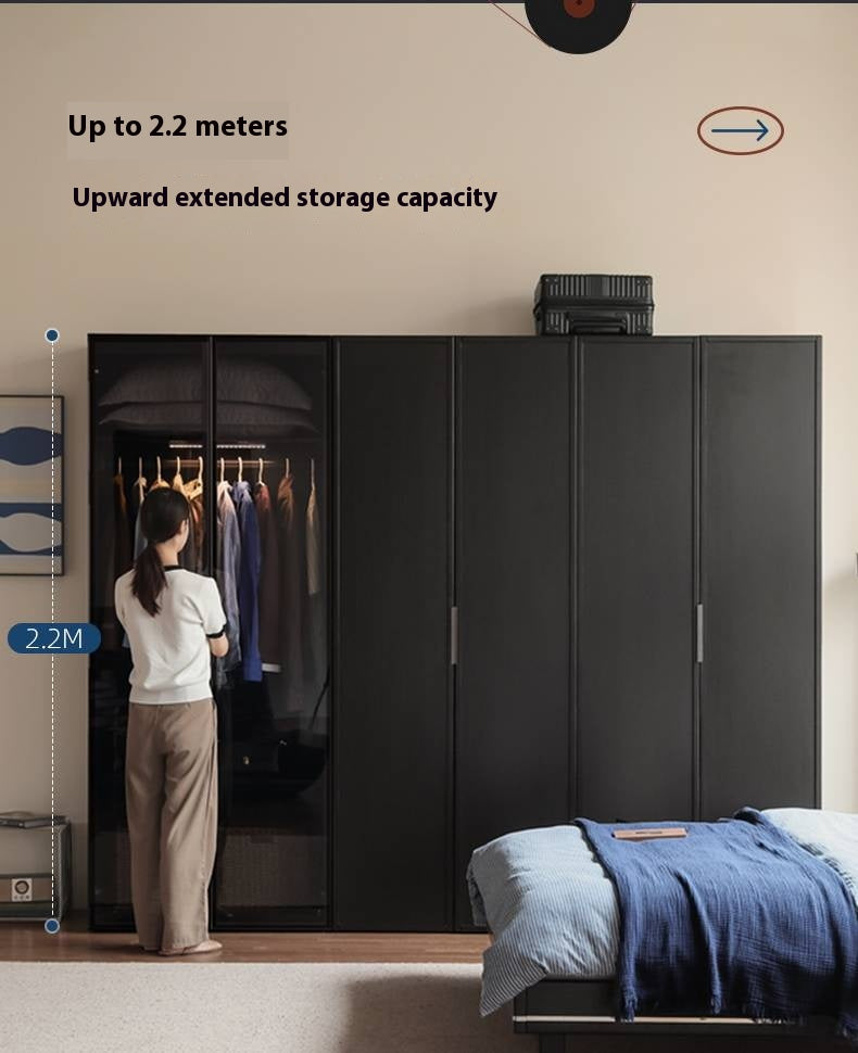 Pine Solid Wood Modern Wardrobe with Light