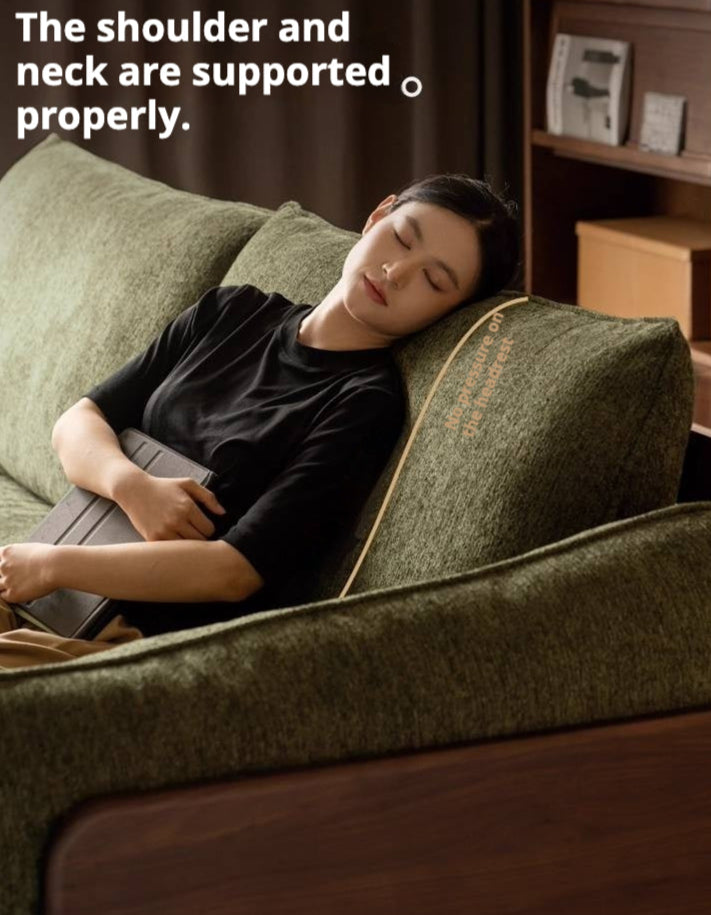 Black Walnut Solid Wood Fabric Sofa