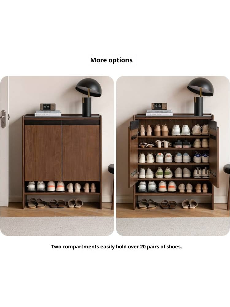 Black Walnut, Oak Solid Wood Italian Style Light Luxury Shoe Cabinet