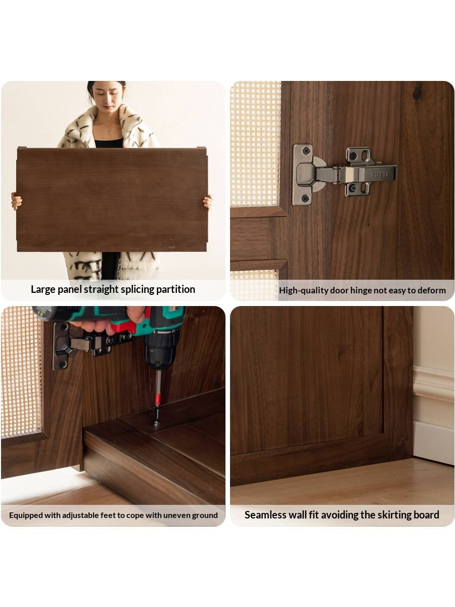 Black Walnut Solid Wood Wardrobe In Vintage Style