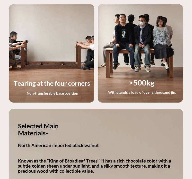 Black Walnut Solid Wood Vintage Travertine Slab Dining Table