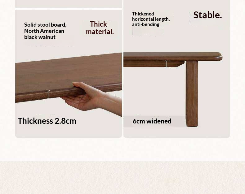 Black Walnut, White Ash Solid Wood Leisure Long Bench