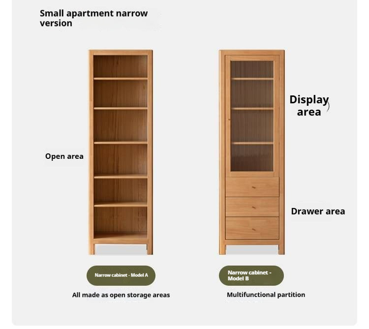 Solid Rubberwood Bookcase with Storage and Display Shelves
