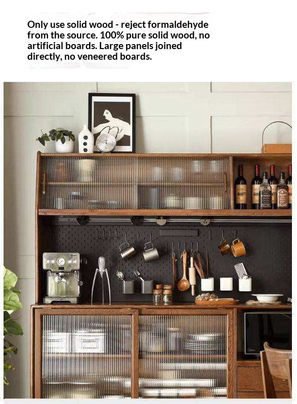 Ash Solid Wood Sideboard High Wine Cabinet Buffet