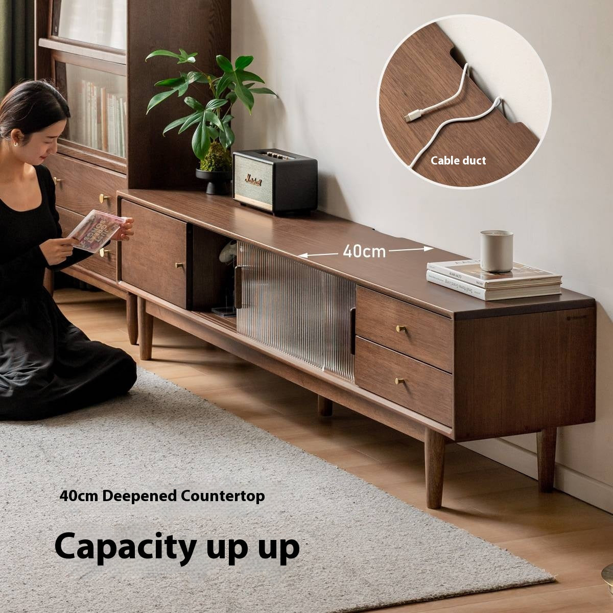 Sandalwood Solid Wood Modern TV Stand