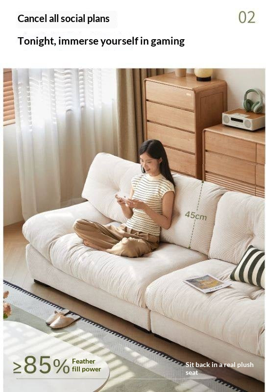 Fabric Italian Style Cloud Sofa With Russian Birch Wood Frame-