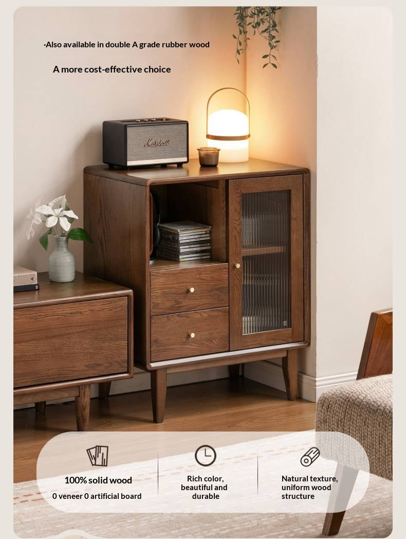 Oak Solid Wood, Solid Rubberwood Side Cabinet.