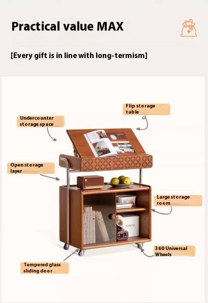 Poplar Solid Wood French Medieval Style Mobile Side Table