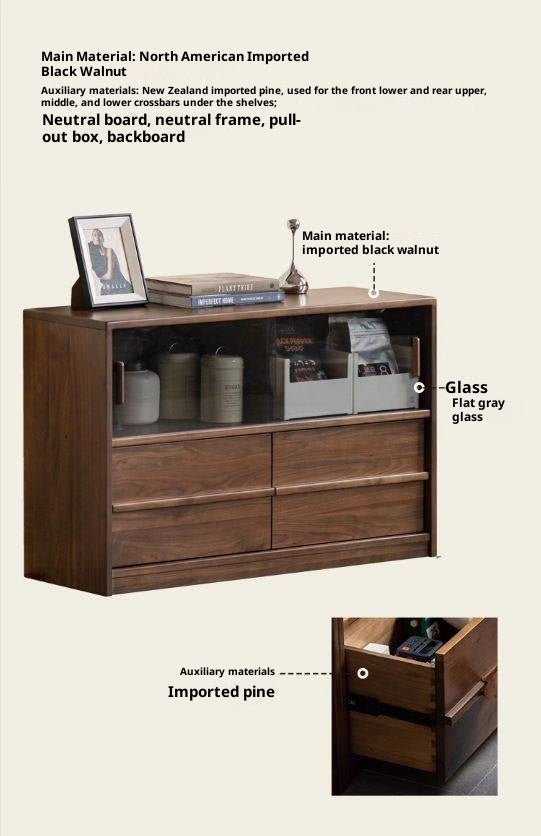 Black Walnut Solid Wood Italian Light Luxury TV Cabinet