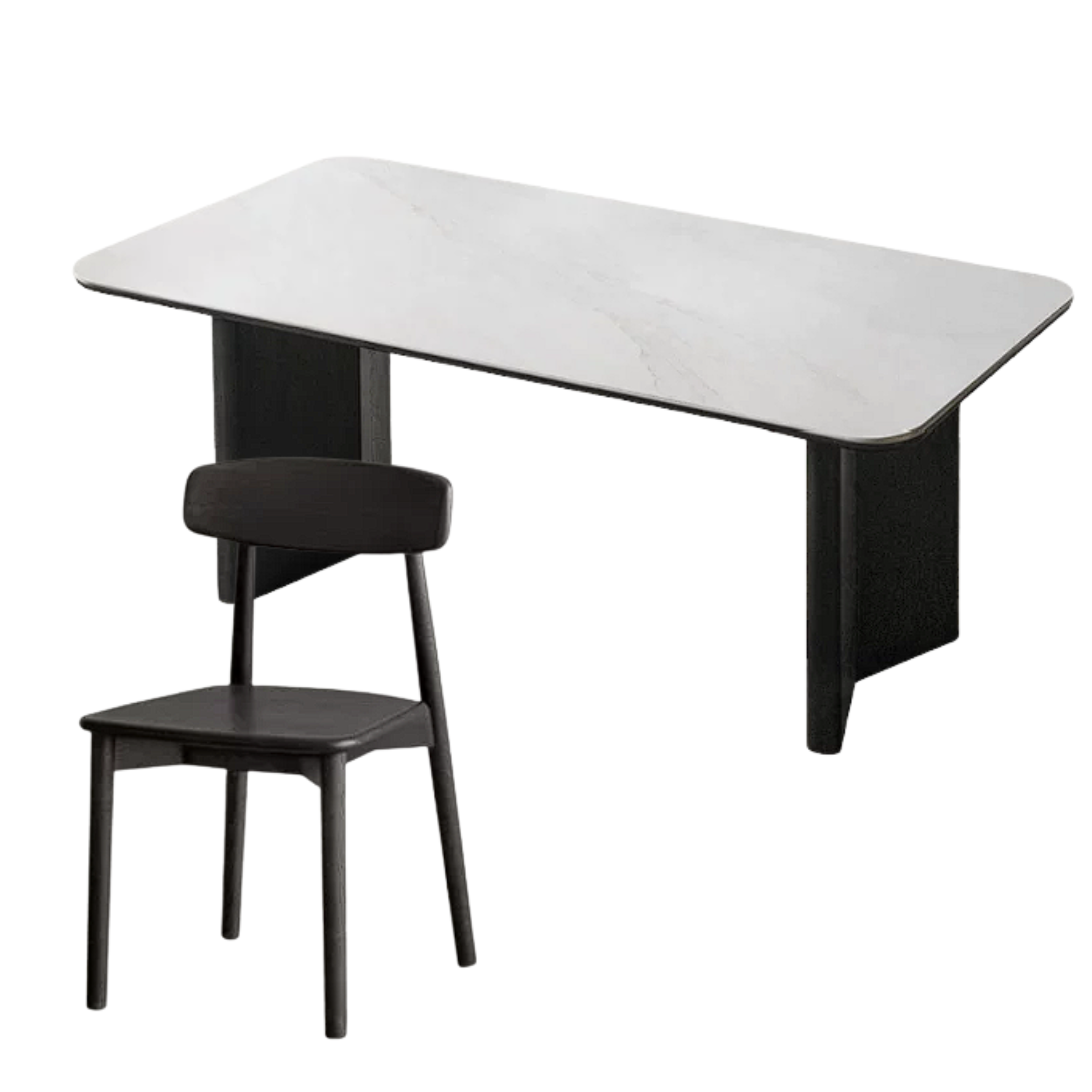 Oak Solid Wood, Solid Rubberwood Slate Italian Dining Table